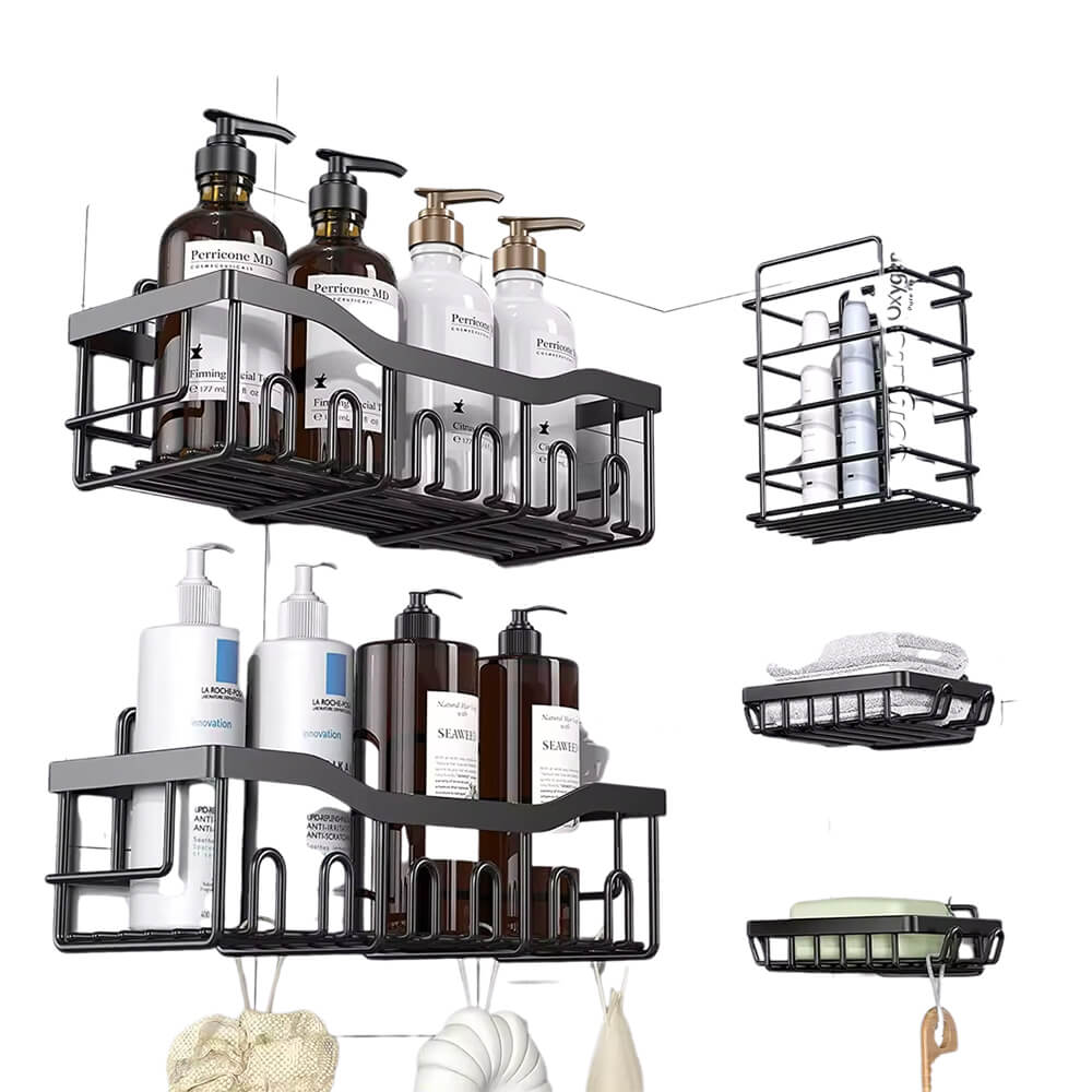 3 Pack Adhesive Bathroom Caddy Organizer Single-Tier Metal with Soap Holder