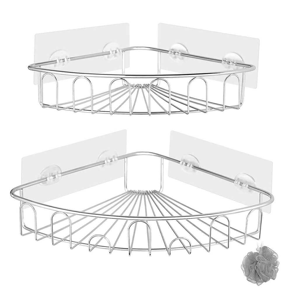 2-Pack Stainless Steel Wall-Mounted Corner Shower Caddy Storage Organizer