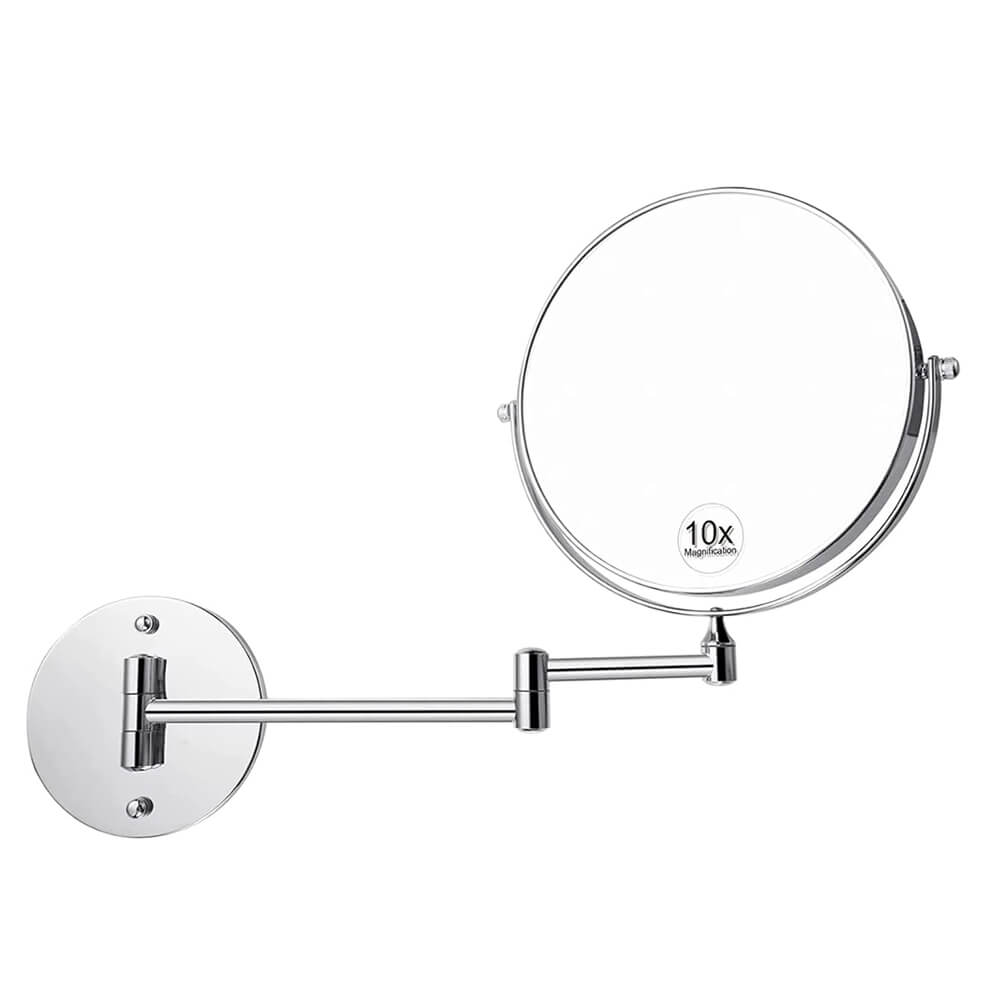 10X Magnifying Makeup Mirror round Dual Arm Extendable Folding Wall Mounted